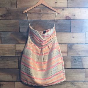 Aztec Patterned Strapless Dress - Size Large